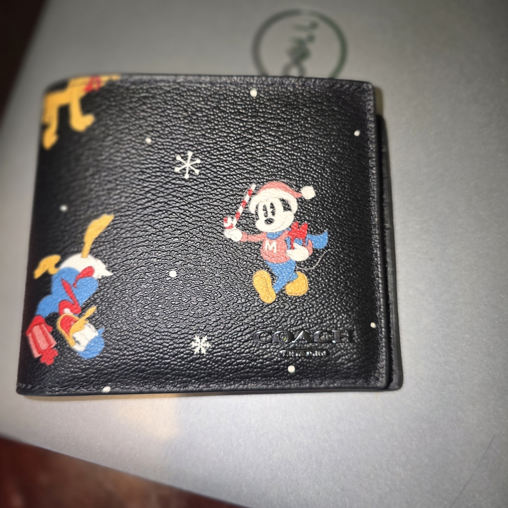 Coach Black Wallet with Mickey Mouse Design